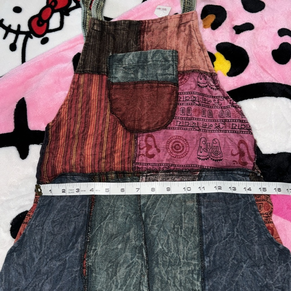 Patchwork short overalls - image 7
